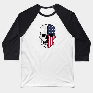 American Flag Skull Baseball T-Shirt